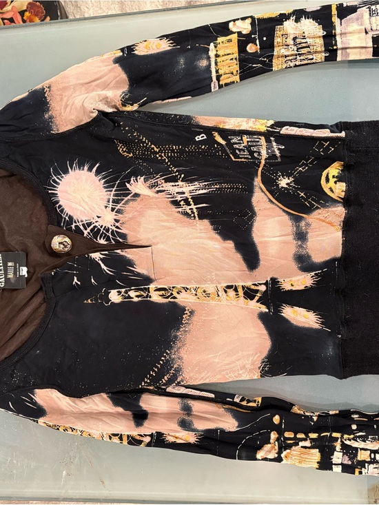 Jean Paul Gaultier Tops - Jean Paul Gaultier Black and Blush Graphic Long Sleeve Top